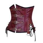 leather corset with buckle straps and side laceup