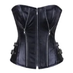 leather overbust corset with zipper