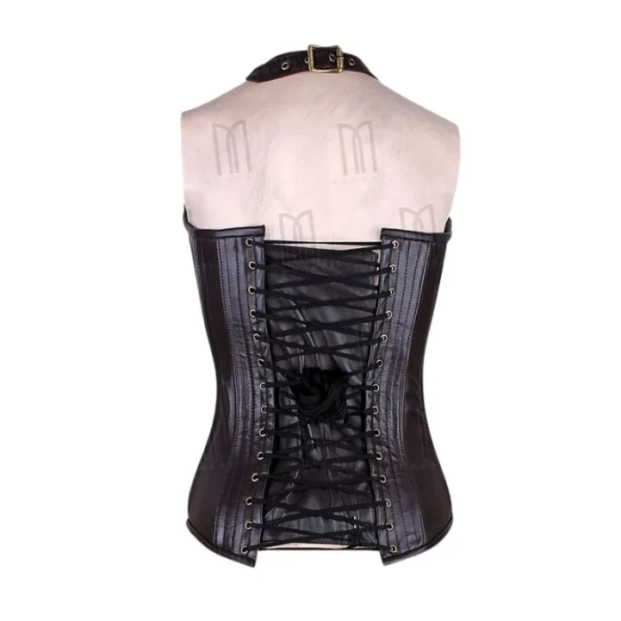leather underbust corset back panel