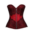mahroon Brocade overbust Corset with Eyelash Lac