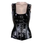 patent leather overbust corset with shoulder straps