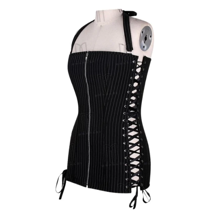pinstripe short overbust corset short dress
