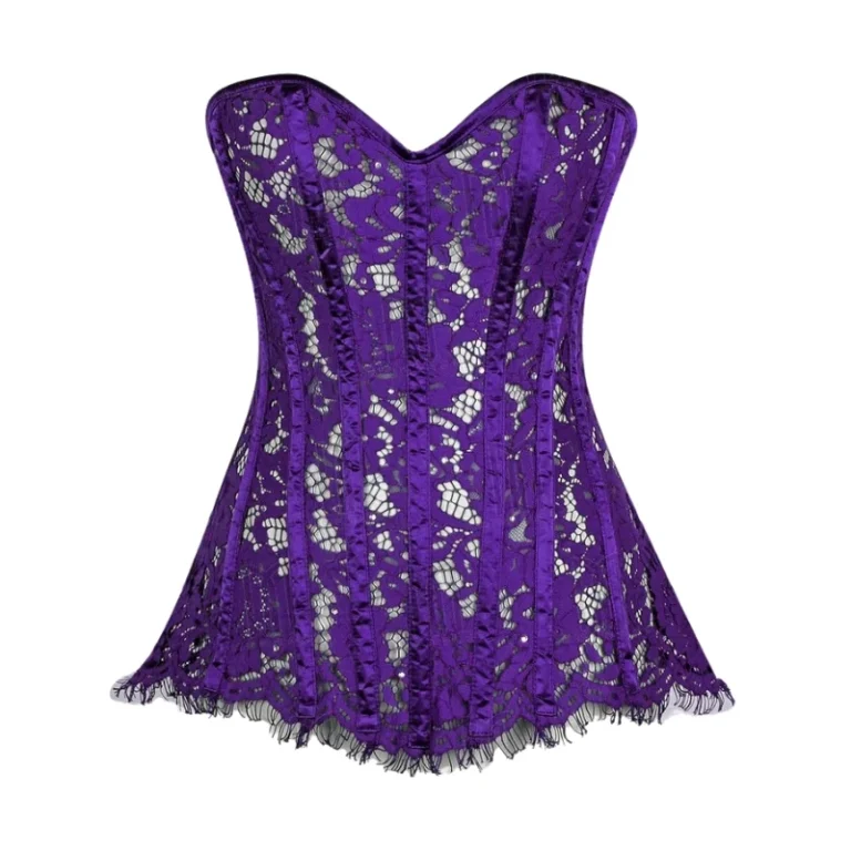purple sheer eyelash overbust corset