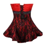 red overbust corset dress back modesty panel