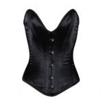 satin black deep plunge corset