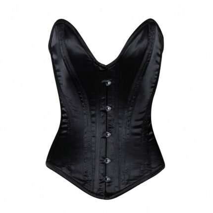 satin black deep plunge corset