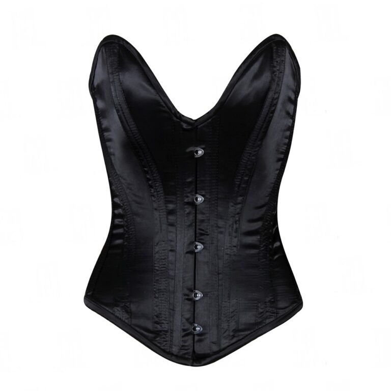 satin black deep plunge corset