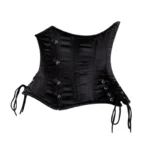 satin black short underbust side laceup