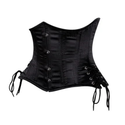 satin black short underbust side laceup