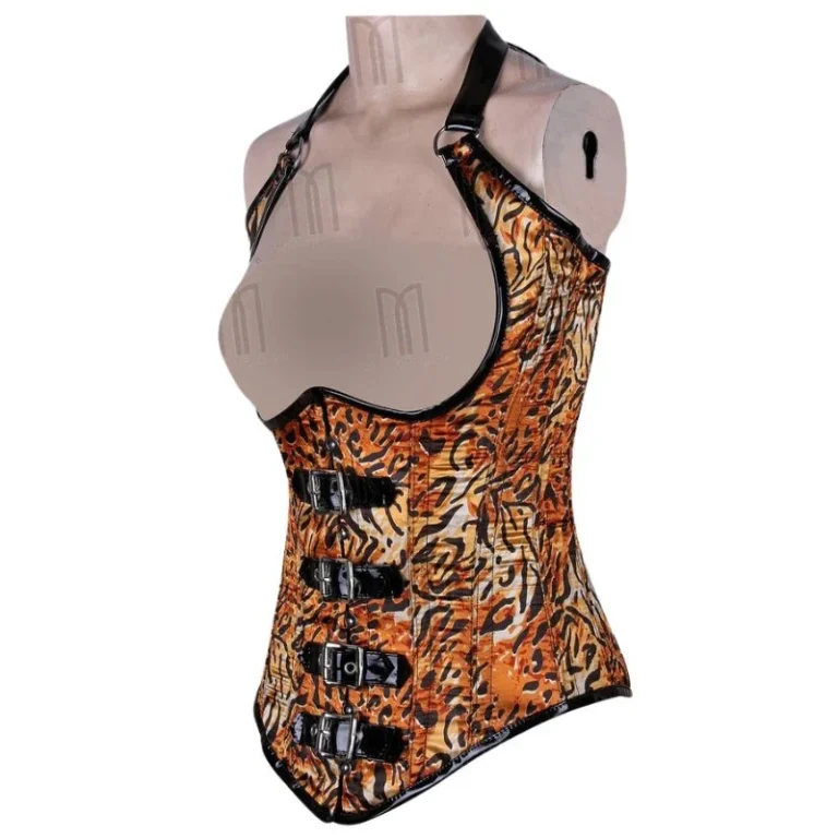 tiger print Under bust Halter Neck Corset