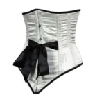 white Satin Under bust Corset with Front Bow