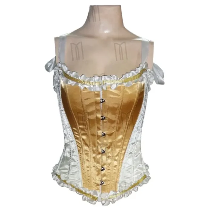 white and golden corset