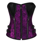 pink brocade & leather overbust corset