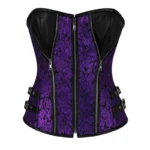 purple brocade & leather overbust corset