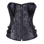 grey brocade & leather overbust corset