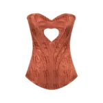 Heart Shaped Brown Brocade Overbust Corset