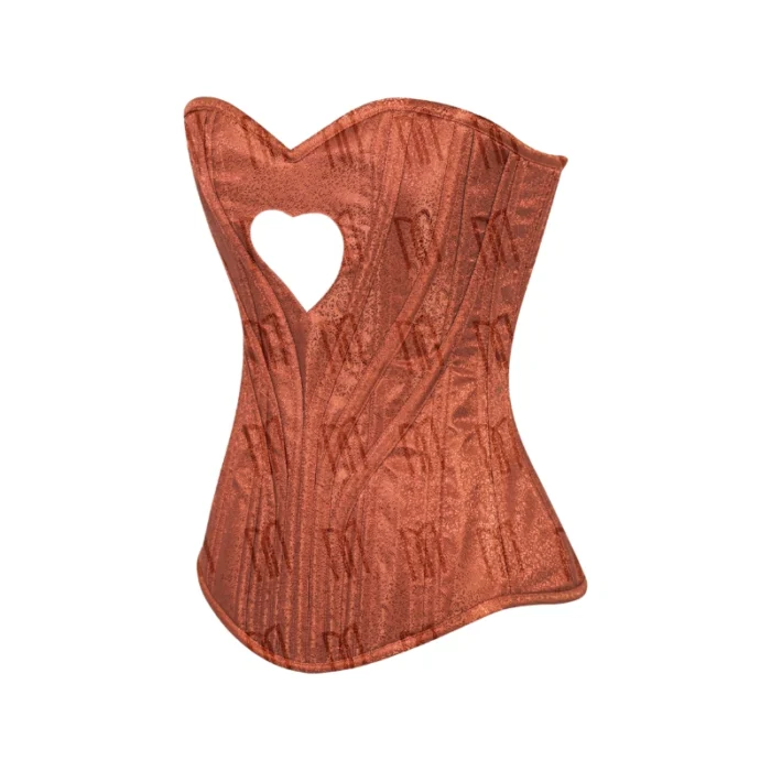 Heart Shaped Brown Brocade Overbust Corset