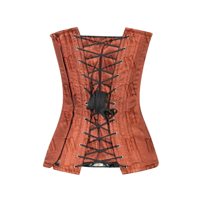 Heart Shaped Brown Brocade Overbust Corset