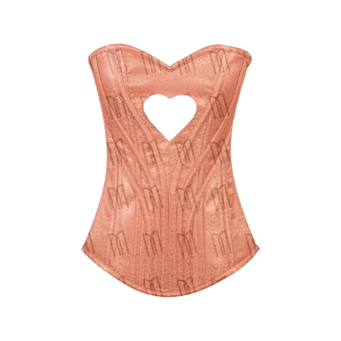 Heart Shaped Orange Brocade Overbust Corset