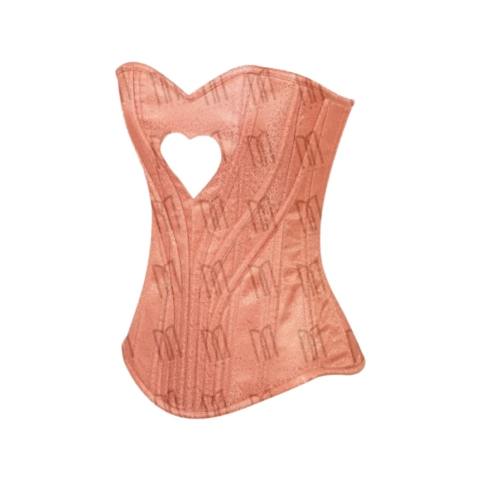 Heart Shaped Orange Brocade Overbust Corset