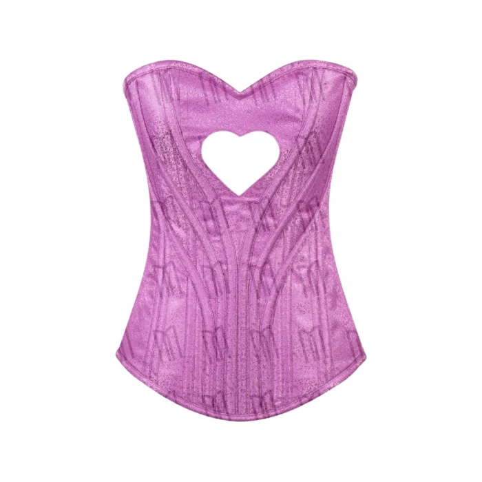 Heart Shaped Pink Brocade Overbust Corset