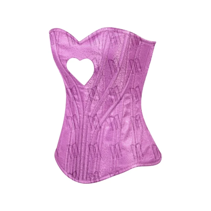 Heart Shaped Pink Brocade Overbust Corset