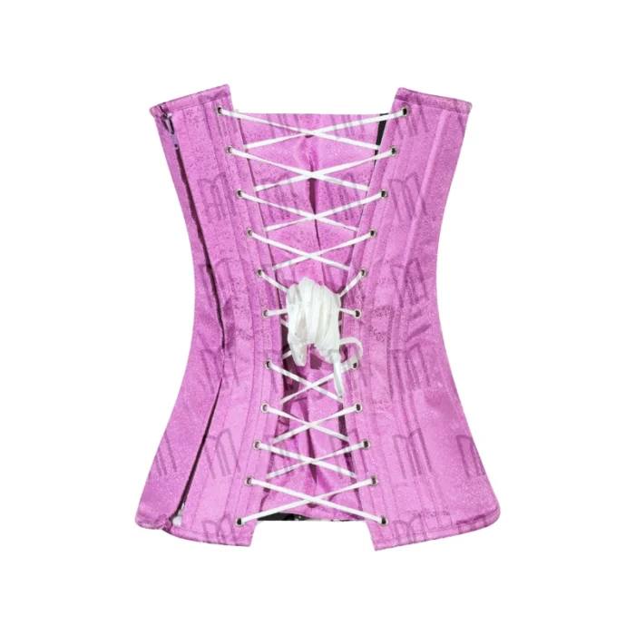 Heart Shaped Pink Brocade Overbust Corset