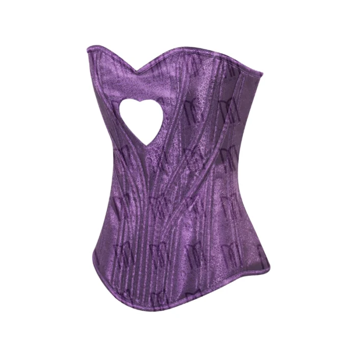 Heart Shaped Purple Brocade Overbust Corset
