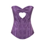 Heart Shaped Purple Brocade Overbust Corset