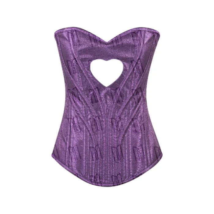 Heart Shaped Purple Brocade Overbust Corset